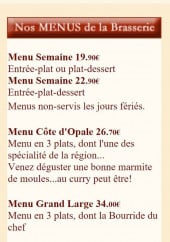 Menu Hamiot - les menus