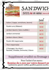 Menu La petite pause - Les sandwichs