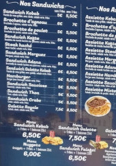 Menu Restaurant Istanbul - Les sandwichs et assiettes