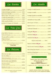 Menu Entre Terre et Mer - Les entrées, viandes, poissons et foies gras 