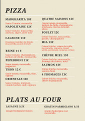 Menu Mia Ristorante - Les pizzas et plats au four