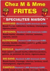 Menu Chez M & Mme Frites - Les spécialités