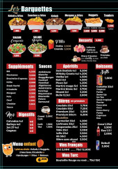 Menu DKA Kebab - Les barquettes, apéritifs et boissons, ...