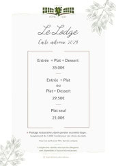 Menu Le Lodge - Tarifs