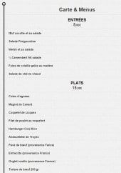 Menu Au coq illico - Les entrées et plats