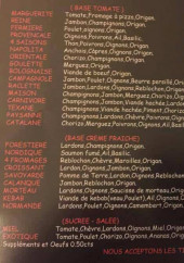 Menu La Fringale - Les pizzas