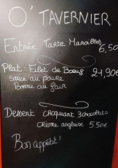 Menu O'Tavernier - Exemple de menu