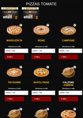 Menu Be Bop City - Menu pizza au sauce tomate