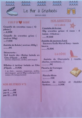 Menu Le Bar à Crustacés - Les huîtres, assiettes, ...