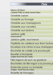 Menu Hôtel Bal - Les plats