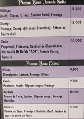 Menu La scala - Pizzas base tomate suite et crème fraîche