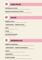 Menu Carmela - Para picard, tacos et quésadillas