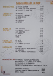 Menu Délices d'Asie - Les spécialités de la mer