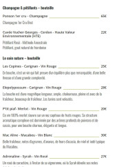 Menu La Bamboche - Les vins suite