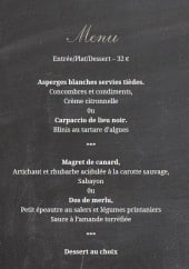 Menu Le Chardonnay - Le menu