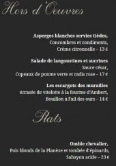 Menu Le Chardonnay - les entrées et plats, desserts