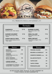 Menu Le Philly's - Menu Le Philly's : Sandwiches, burgers, salades, frites, desserts