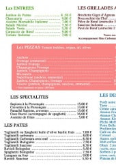 Menu Le Vesuve - Les entrées, grillades, pizzas,...