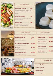 Menu Les 2 Cartes - Les salades, accompagnements et poissons, ...