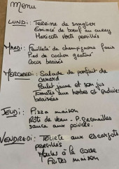 Menu Les Tamaris - Exemple de menu de la semaine