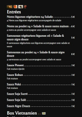 Menu Let's Wok - Les entrées, soupes et desserts,..