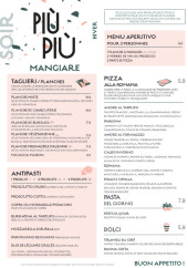 Menu Più Più - Les menus aperitivo, antipasti et pizzas,...