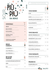 Menu Più Più - Les cocktails, bières et vins,...
