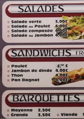 Menu Salé Sucré - Les salades, sandwichs froids et barquettes