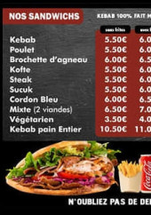 Menu Wan kebab - les sandwichs et galettes, paninis