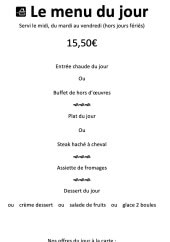 Menu Le Bistro des Combrailles - Le menu du jour