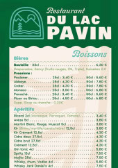 Menu Le Lac Pavin - Les boissons