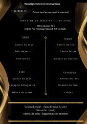 Menu Guinguette de Biollet - Un exemple de menu de la semaine