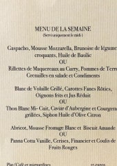Menu L'interprète - menu de la semaine