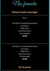 Menu Oyster Bar 64 - Les formules