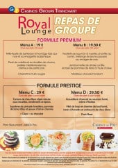 Menu Royal Lounge - Les formules premiums et les formules prestiges