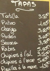 Menu Le Txotx - Les tapas
