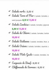 Menu mets gusto - les salades,...