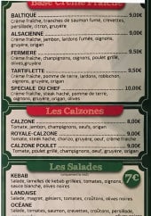 Menu Pronto Pizza - Les pizzas base crème, calzone et salades