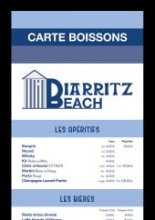 Menu Biarritz Beach - Apéritifs et bières 