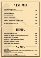 Menu Café des artistes - Les entrées, à partager et salades