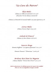 Menu Restaurant La Goulue - La cave du patron