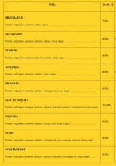 Menu Pizzas Pat - Les pizzas classiques