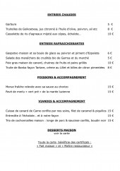 Menu Etchebarne - Entrées, poissons, accompagnements,...