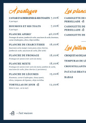 Menu La Scène Pau - A partager, fritures et planchas