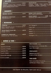 Menu bibampizz - Les salades, desserts et boisons,...