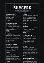 Menu Jack's Burgers - Les burgers