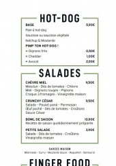 Menu Jack's Burgers - Les hot dogs, salades et finger food