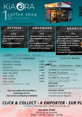 Menu Kia Ora - Les petits déjeuners, les cafés et thés