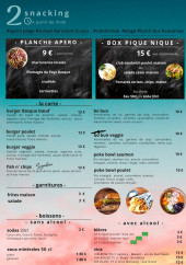 Menu Kia Ora - La carte et boissons
