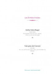 Menu L'Océan - Les entrées froides